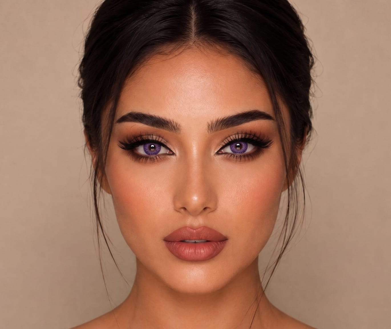Royal Velvet contact lens model wearing lenses