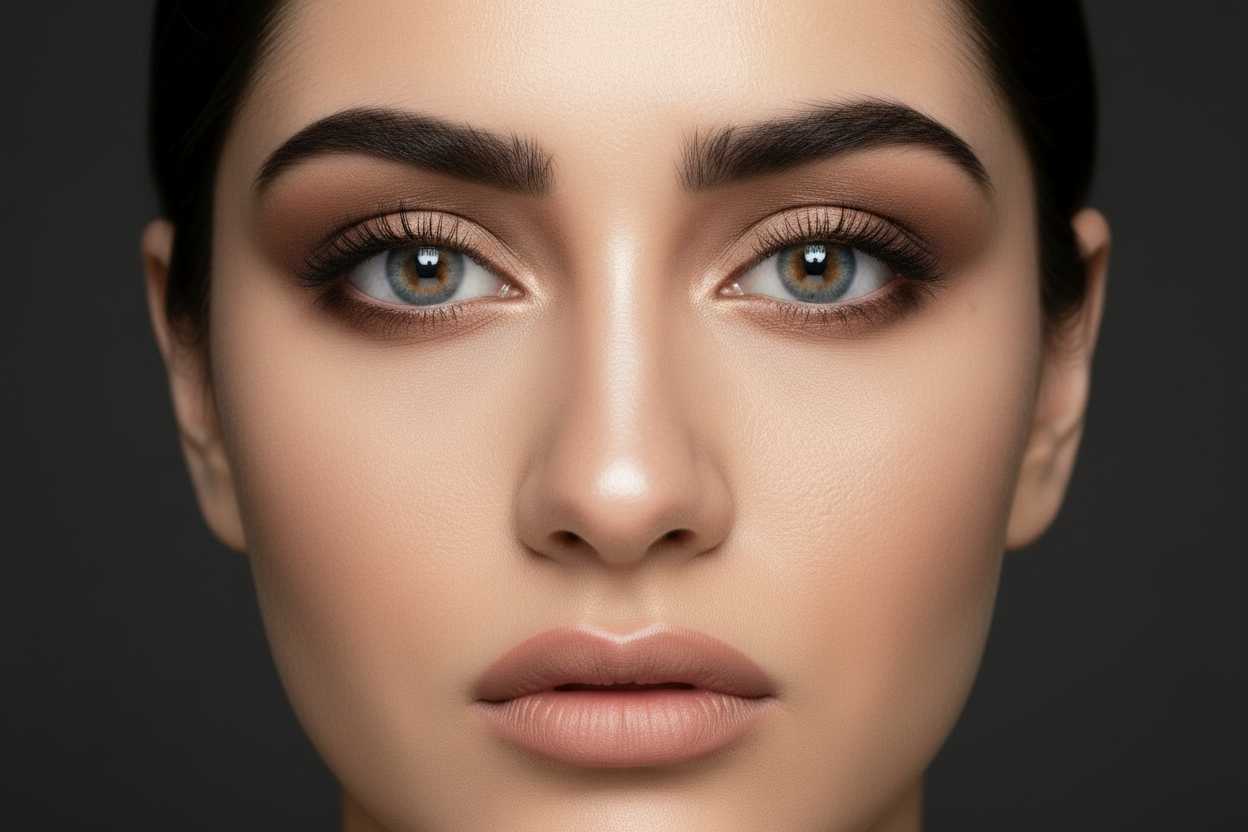Ash Gold Lens Model - Soft Makeup