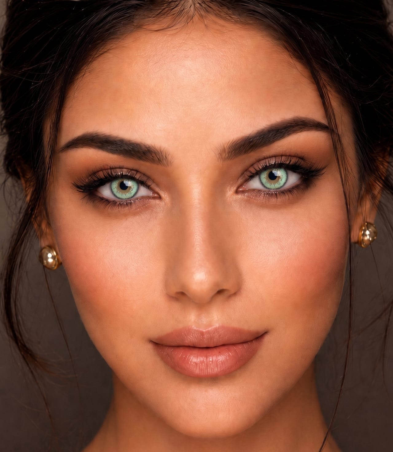 Cool Green contact lens model wearing lenses