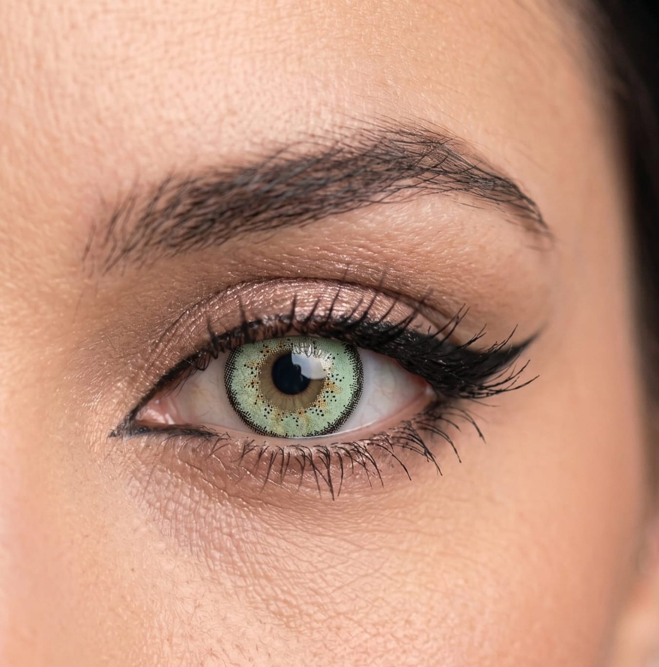 Cool Green contact lens close-up eye shot