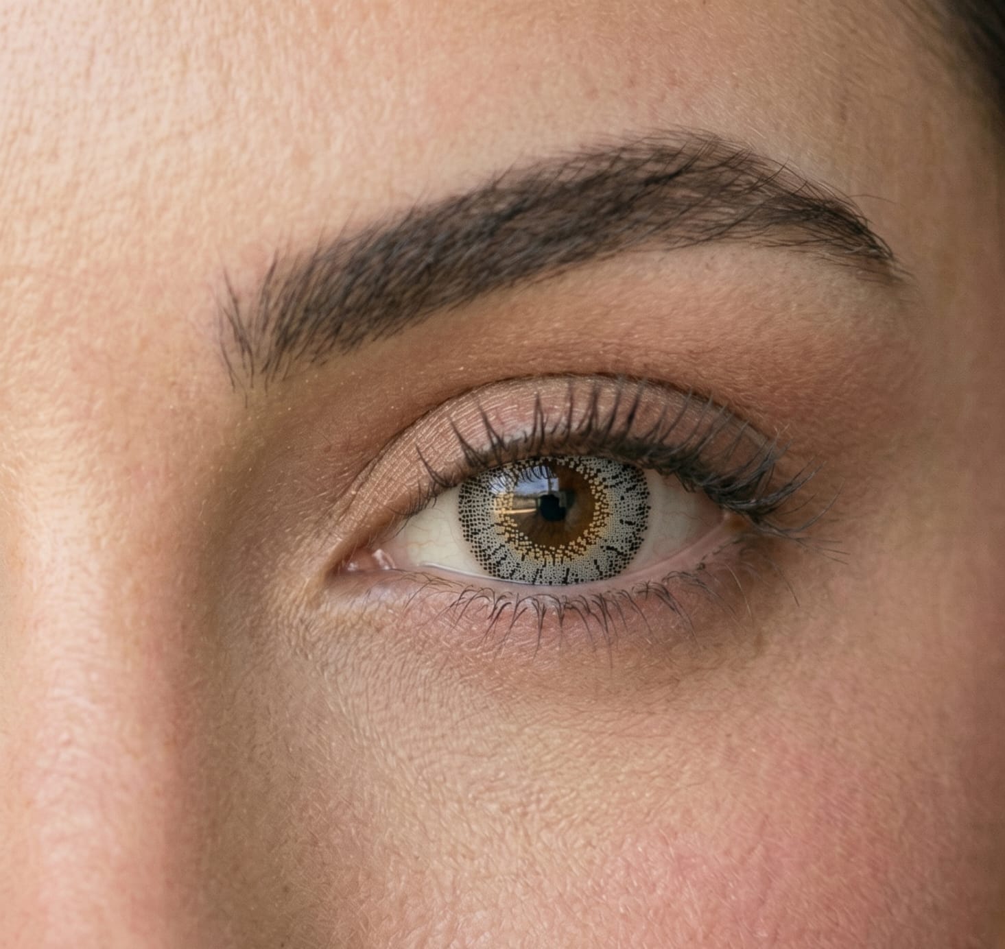 Crown Grey contact lens close-up eye shot