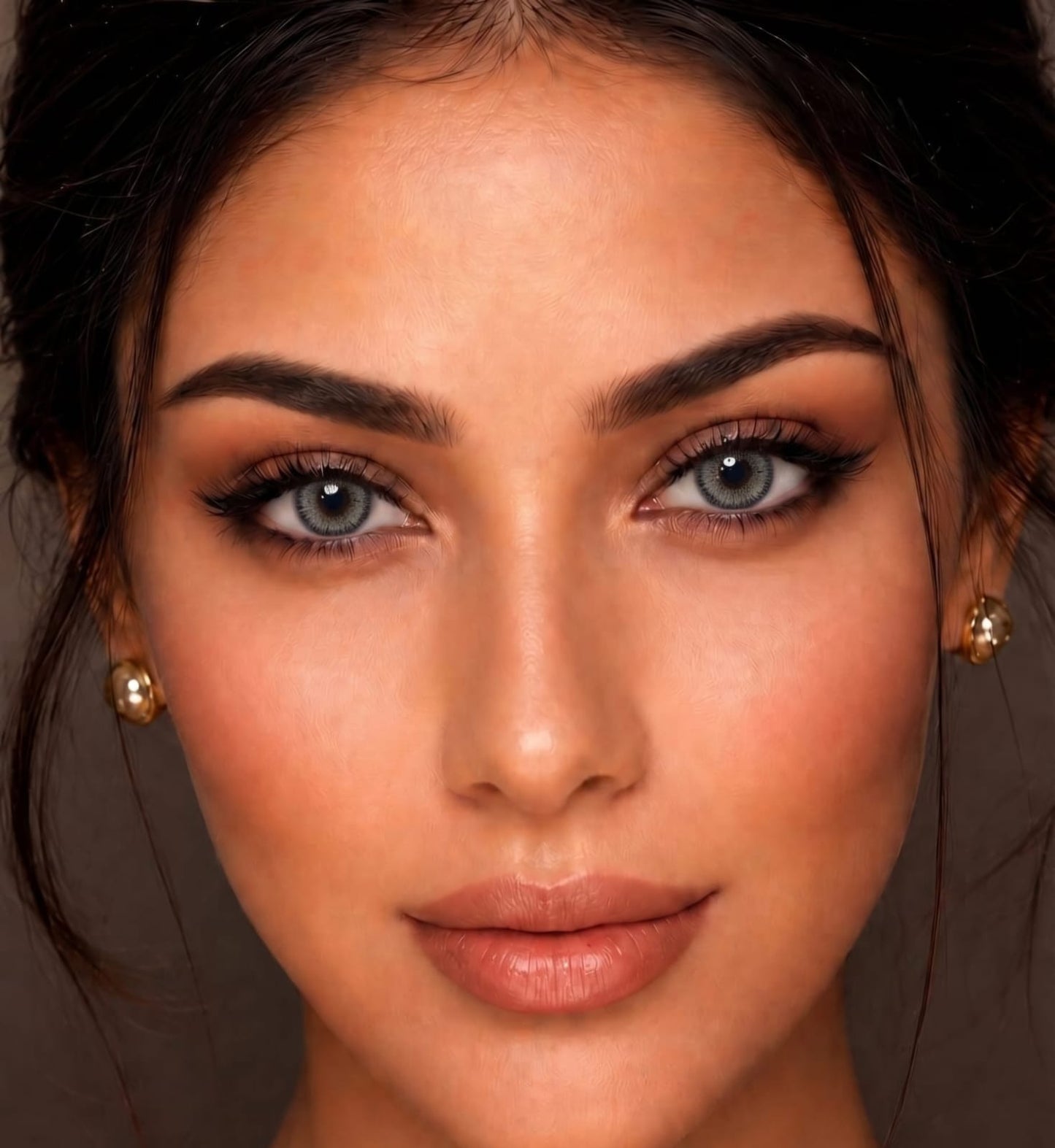 Flawless Gray contact lens model wearing lenses