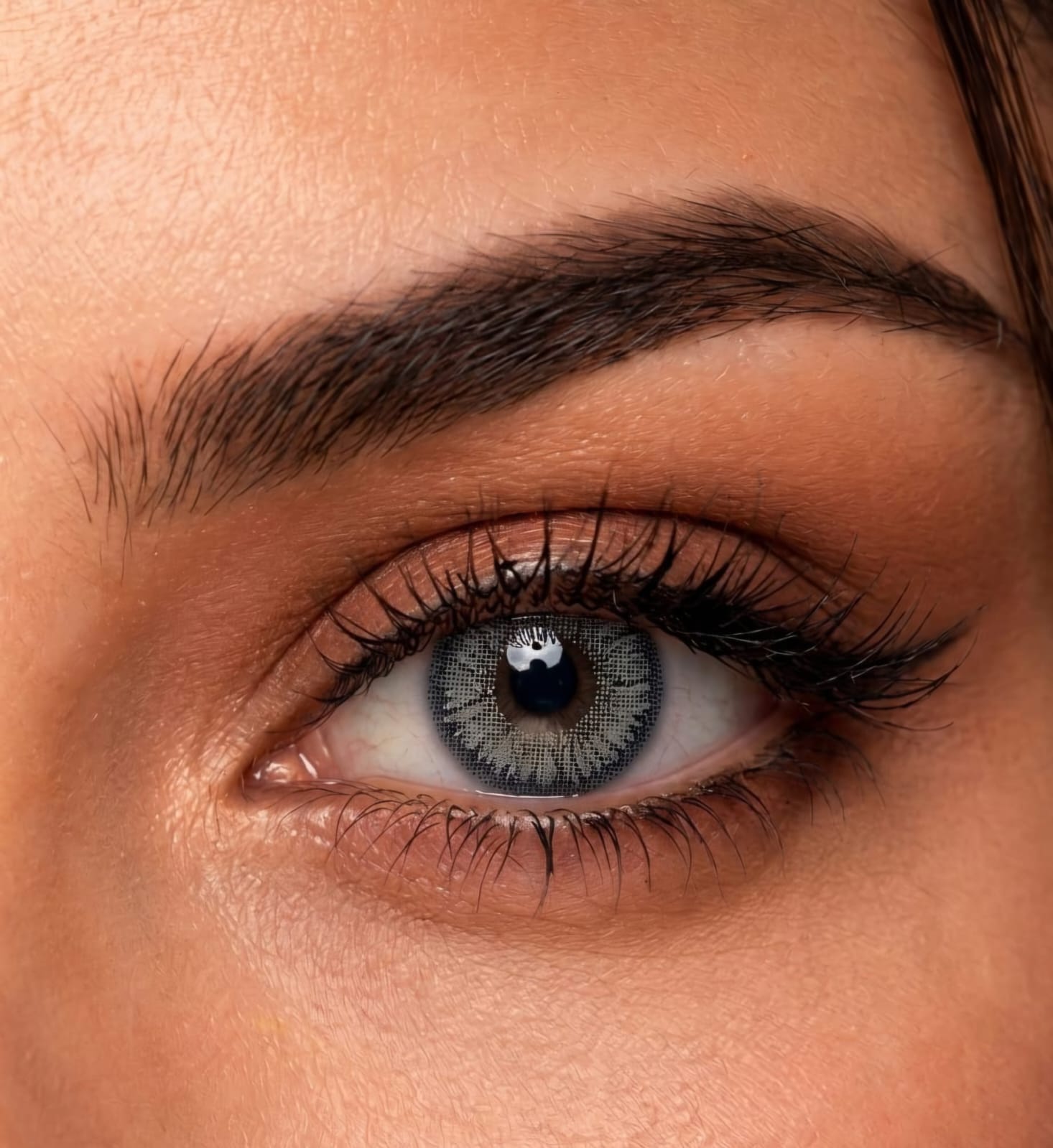 Flawless Gray contact lens close-up eye shot