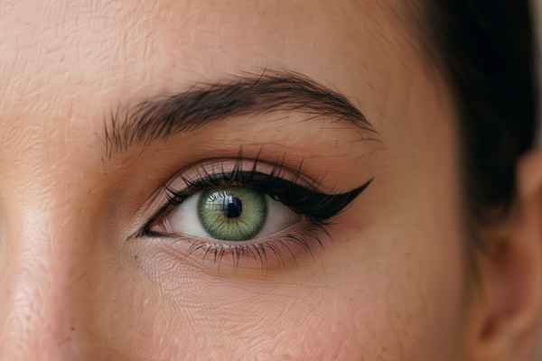 Daring Green contact lens close-up eye shot