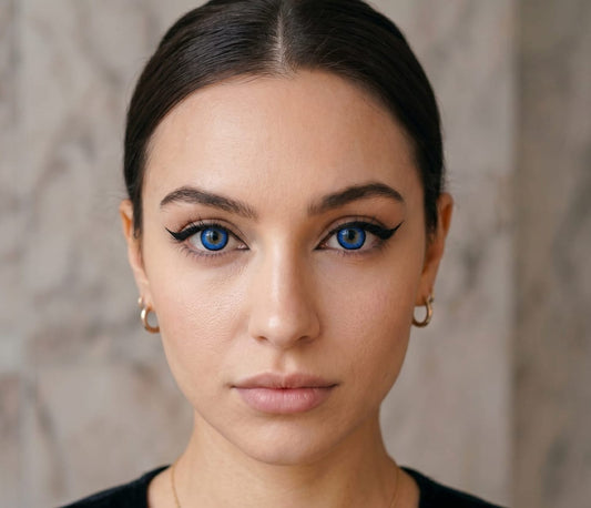 Ocean Blue contact lens model wearing lenses