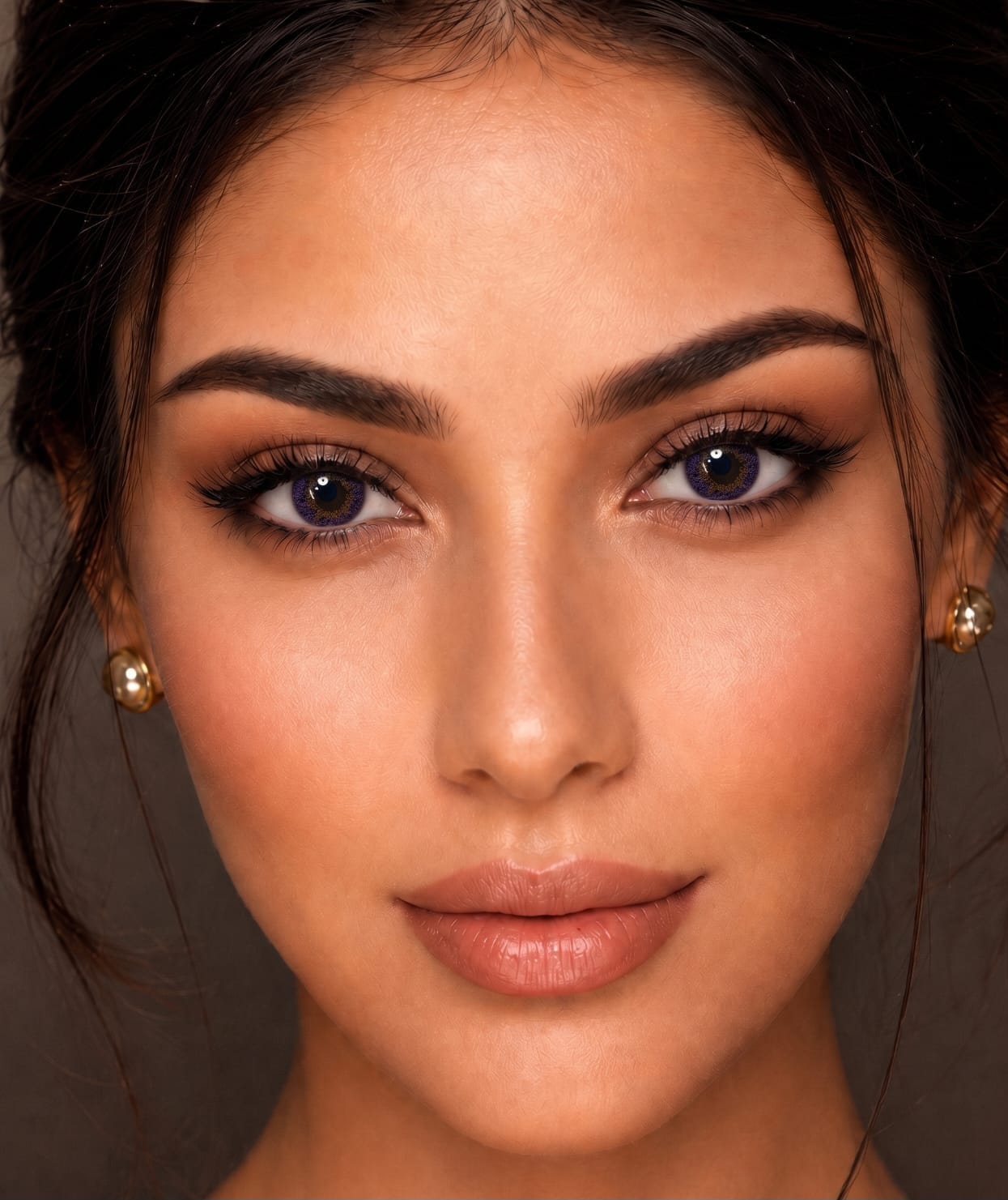Romantic Violet contact lens model wearing lenses