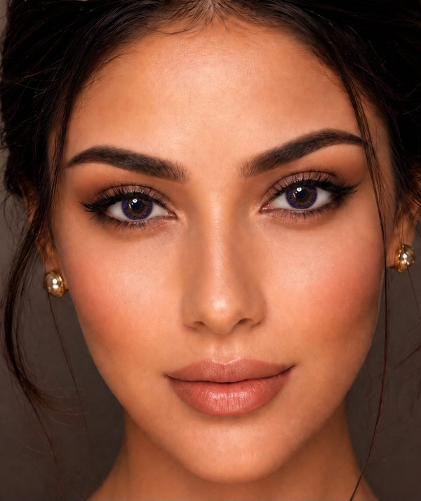 Romantic Violet contact lens model wearing lenses