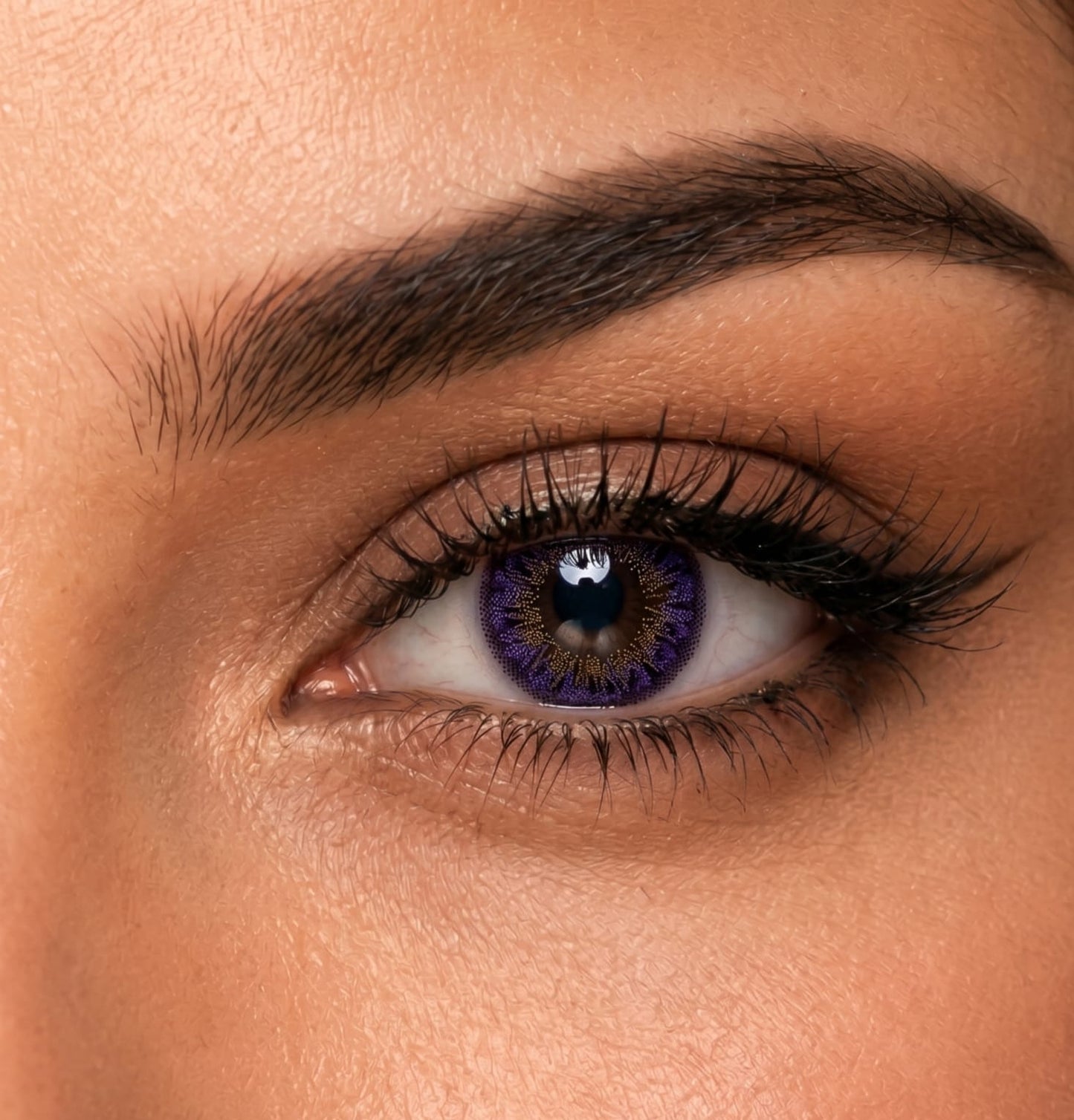 Romantic Violet contact lens close-up eye shot