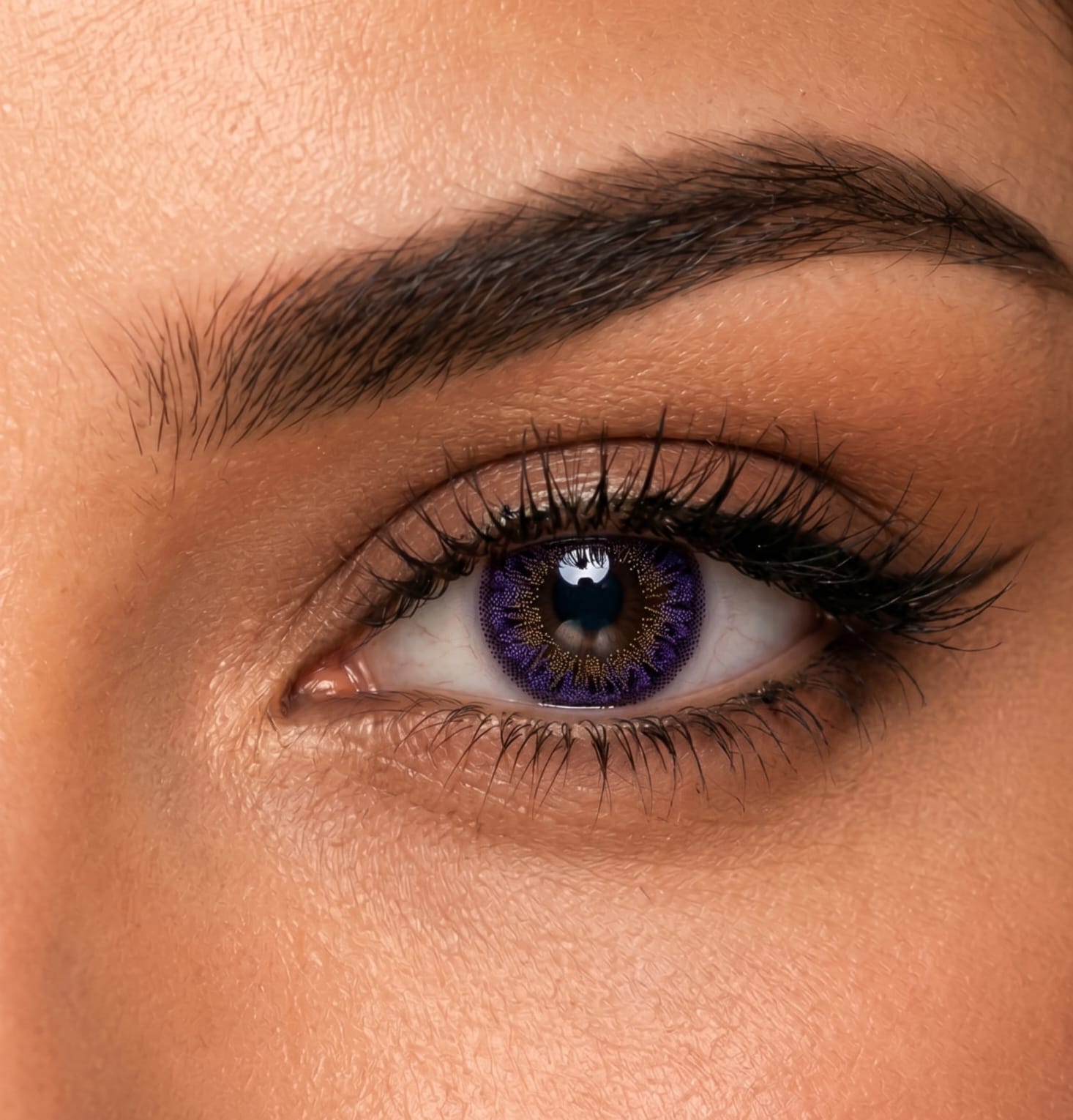 Romantic Violet contact lens close-up eye shot