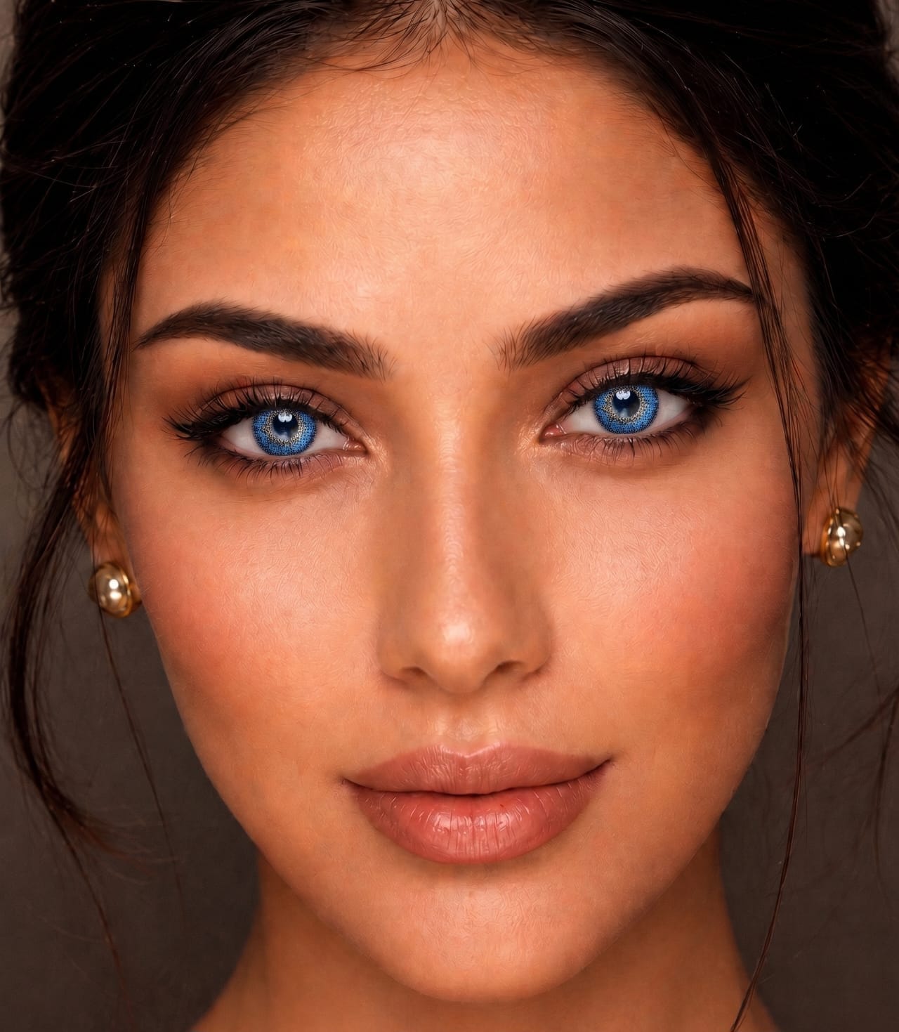 Sapphire Blue contact lens model wearing lenses